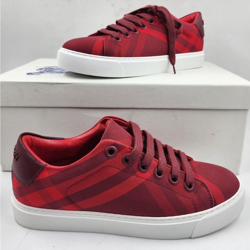 Burberry Crimson Checkered Sneakers - Picture 2 of 10